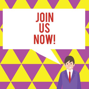 Şimdi bize katılın gösterilen metin işareti. Kavramsal fotoğraf topluluk kayıt kayıt Web sitesi işe birisi kayıt.