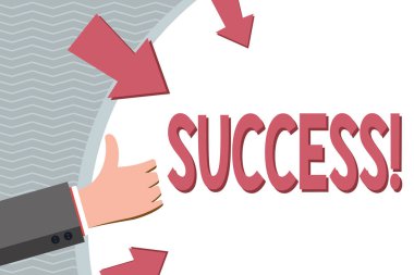 Kavramsal el başarı gösteren yazma. Bazı kullanım amacı başarı başarı vitrine iş fotoğraf.