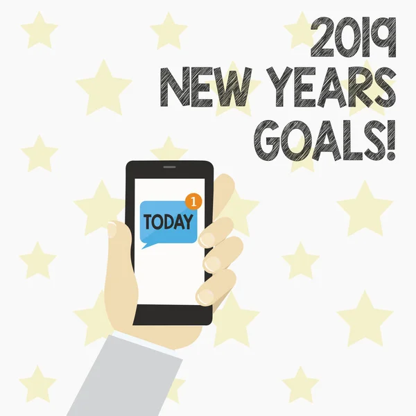 Χειρόγραφου κειμένου 2019 νέους στόχους χρόνια. Έννοια έννοια ανάλυση λίστα με πράγματα που θέλετε να επιτύχετε. — Φωτογραφία Αρχείου