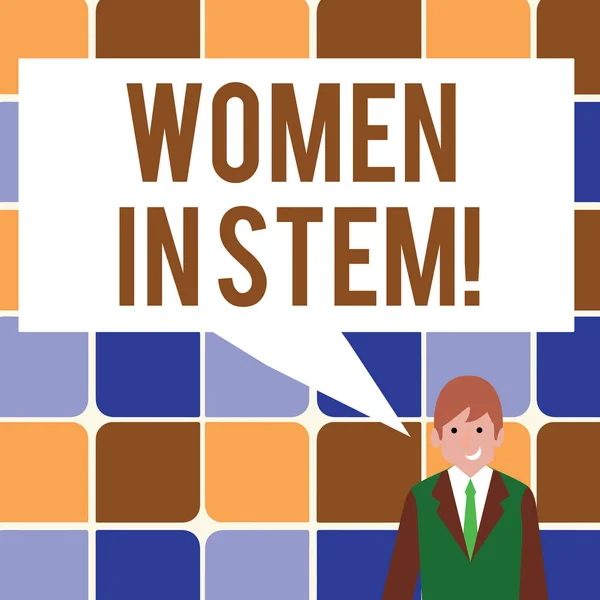 Κείμενο πινακίδα που δείχνει γυναίκες σε Stem. Εννοιολογική φωτογραφία επιστήμη τεχνολογία μηχανικού μαθηματικά επιστήμονας έρευνας. — Φωτογραφία Αρχείου