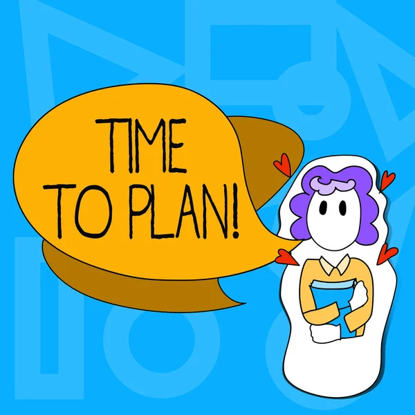 Escrita de mão conceitual mostrando Time To Plan. Texto da foto de negócios Ideia Desenvolvimento Momento Estratégia Pensar . — Fotografia de Stock
