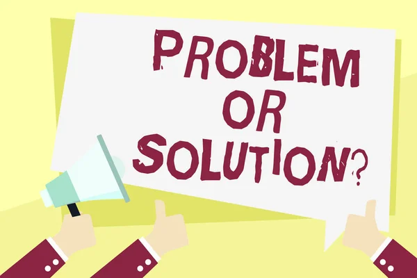 Texte d'écriture de mots Problème ou Solutionquestion. Concept d'affaires pour l'analyse Think Solve Résolution Conclusion . — Photo
