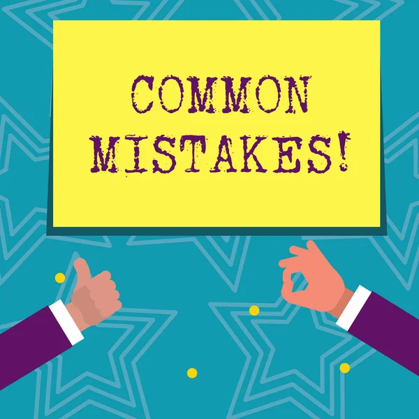 Text sign showing Common Mistakes. Conceptual photo lot of showing do same action in wrong way. — Stock Photo, Image