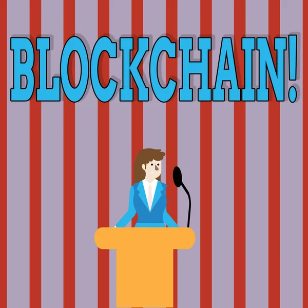 필기 텍스트 Blockchain입니다. 등록 로그 금융 문 디지털 데이터 기술 레코드를 의미 하는 개념. — 스톡 사진