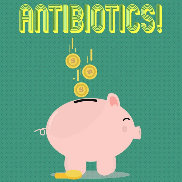 Texte manuscrit Antibiotiques. Concept signifiant antibactérien désinfectant antibactérien stérilisant hygiénique aseptique . — Photo
