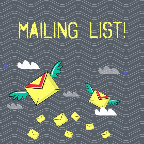 Tekst teken weergegeven: Mailing List. Conceptuele foto namen en adressen van toont u zullen iets sturen. — Stockfoto