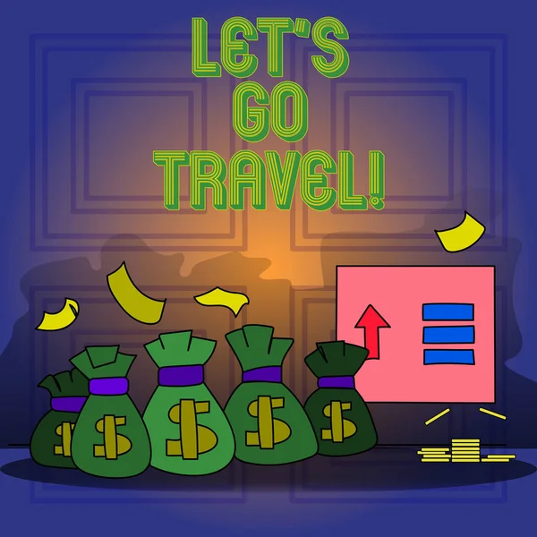 Escrita à mão escrita de texto Let S Go Travel. Conceito significado Ir embora Viajar Pedir a alguém para sair de viagem . — Fotografia de Stock