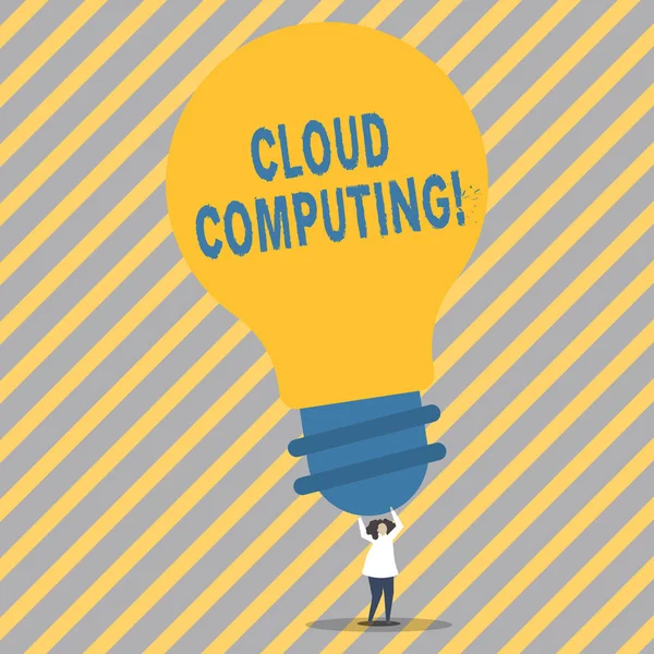 Conceptuele hand schrijven weergegeven: Cloud Computing. Zakelijke foto presentatie van Online informatie-opslag virtuele Media Data Server. — Stockfoto