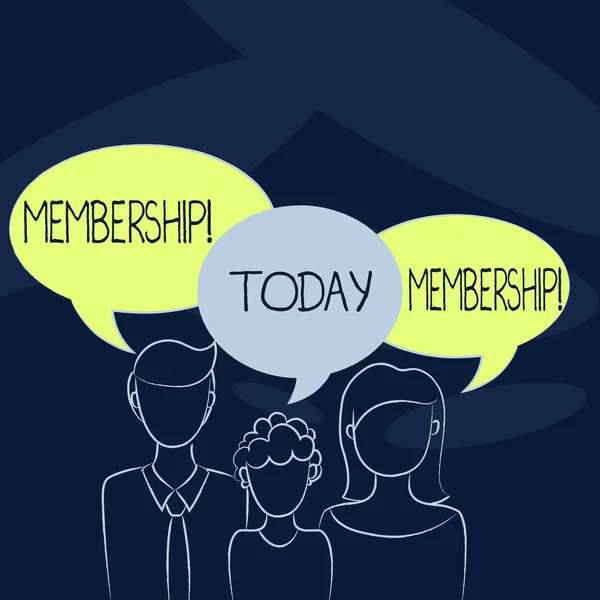 Signo de texto que muestra la membresía. Foto conceptual Ser miembro Parte de un grupo o equipo Únete a una organización . — Foto de Stock