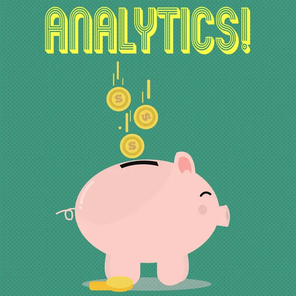 Rukopis text Analytics. Pojetí znamená Data analýzy finanční informace statistiky zpráva panelu. — Stock fotografie