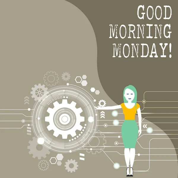 Conceptuele hand schrijven tonen goede ochtend maandag. Zakelijke foto presentatie van Happy positiviteit energiek ontbijt. — Stockfoto