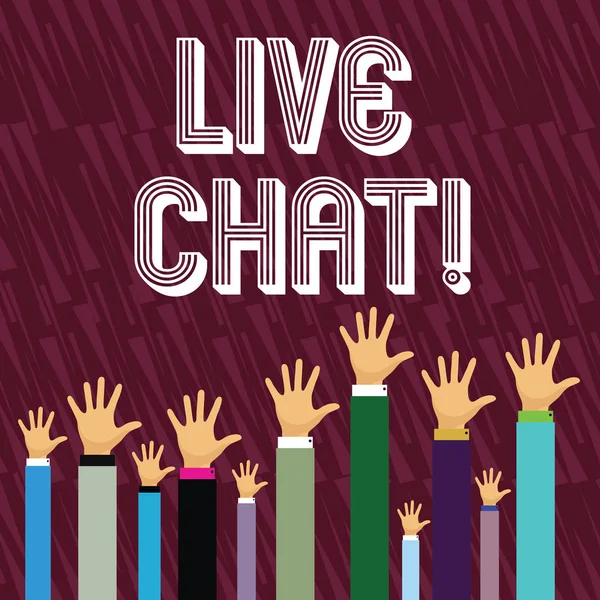 Schrijven van notitie weergegeven: Live Chat. Zakelijke foto presentatie van gesprek op de Multimedia mobiele internetcommunicatie. — Stockfoto