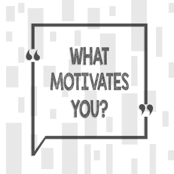 Scrittura di testo a mano Cosa ti motiva Youquestion. Concetto che significa Passione Drive Incentive Dream Aspiration . — Foto Stock