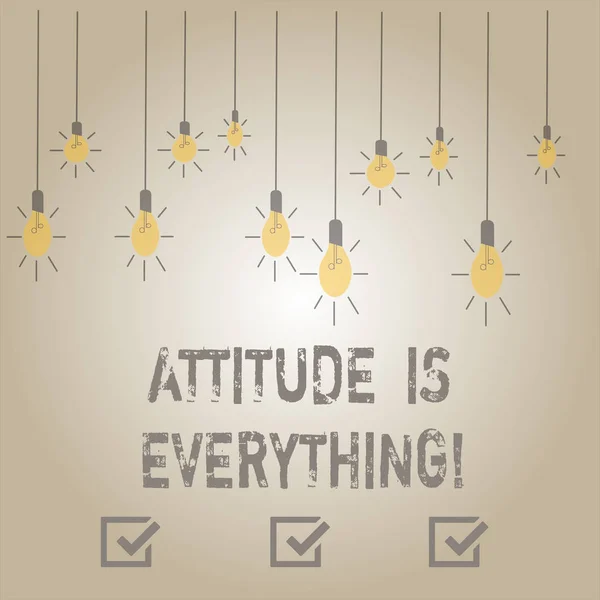 Schrijfbriefje met 'Attitude Is Everything'. Zakelijke foto presentatie Persoonlijke Outlook Perspectief Oriëntatie Gedrag. — Stockfoto