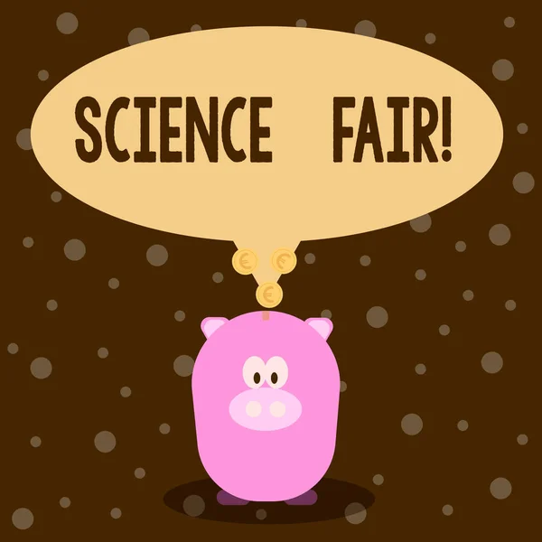 Texto para escrita de palavras Science Fair. Conceito de negócio para concurso escolar onde os concorrentes apresentam projetos . — Fotografia de Stock