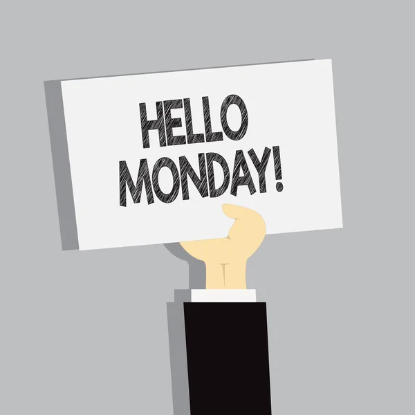 Tekst intoetsen de Word Hellomonday. Businessconcept voor positieve boodschap voor een nieuwe dag Week beginnen. — Stockfoto