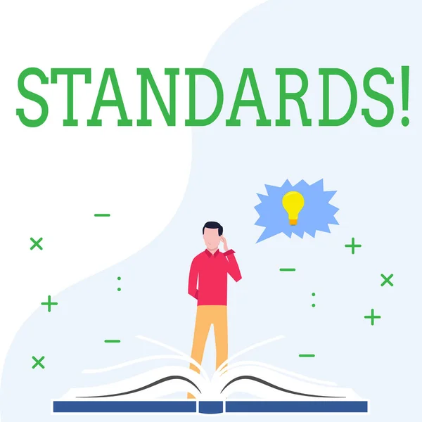 Begrebsmæssig håndskrift, der viser standarder. Forretningsfoto fremvisning Kvalitetskontrol forordninger Retningslinjer . - Stock-foto