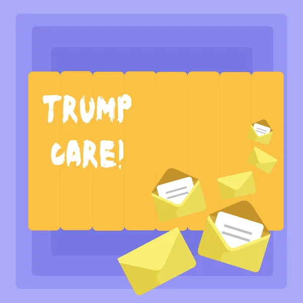 Konceptuální ručně psaného textu zobrazeno Trump péči. Obchodní fotografie představí se vztahuje náhrada za cenově dostupnou péči Act ve Spojených státech. — Stock fotografie