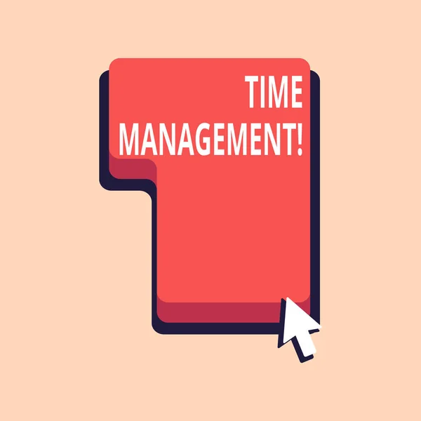 Nota de escritura que muestra Gestión del Tiempo. Fotografía de negocios que muestra el calendario previsto para los plazos de reunión de eficiencia laboral . — Foto de Stock