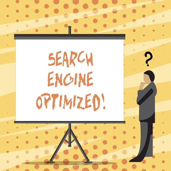 Tekst teken weergegeven: Search Engine Optimized. Conceptuele foto verbeteren online zichtbaarheid voor website of blog. — Stockfoto