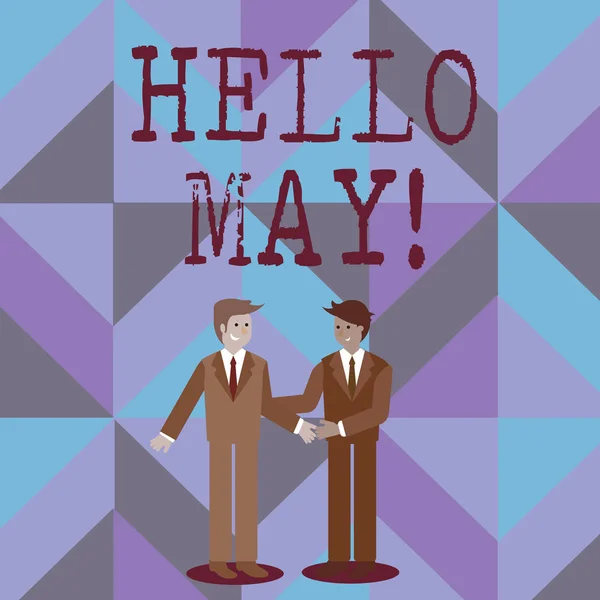 Texto de escritura de palabras Hello May. Concepto de negocio para comenzar un nuevo mes Abril ha terminado Primavera . — Foto de Stock