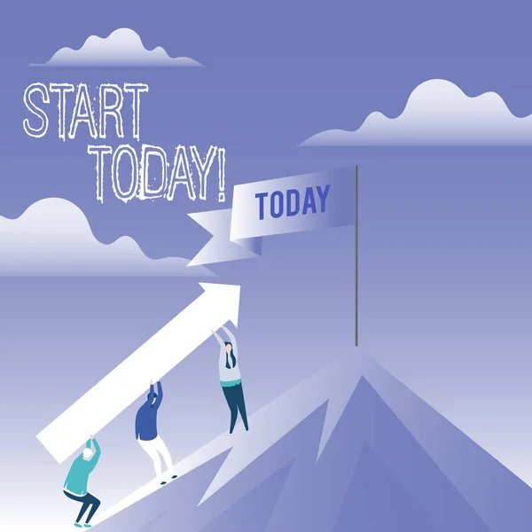 Ordet skriva text börja idag. Affärsidé för initiera börja just nu inspirerande motiverande fras. — Stockfoto