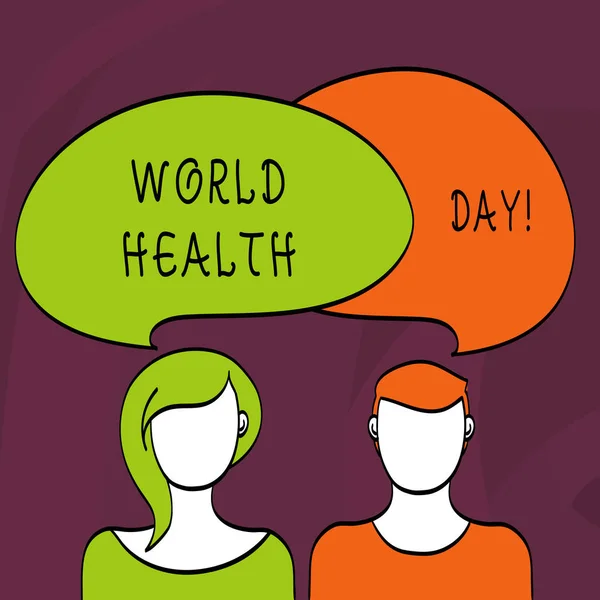 Texte écrit Journée mondiale de la santé. Concept d'entreprise pour Date spéciale pour des activités saines Prévention des soins . — Photo