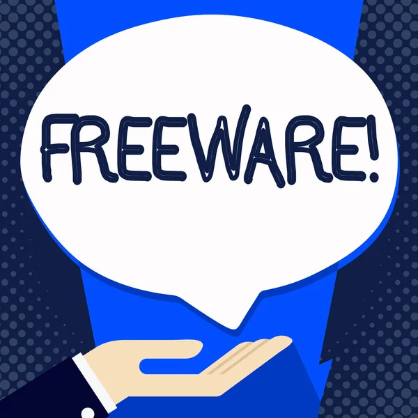 Escritura a mano de texto Freeware. Concepto que significa aplicación de software que está disponible para su uso sin costo monetario . —  Fotos de Stock