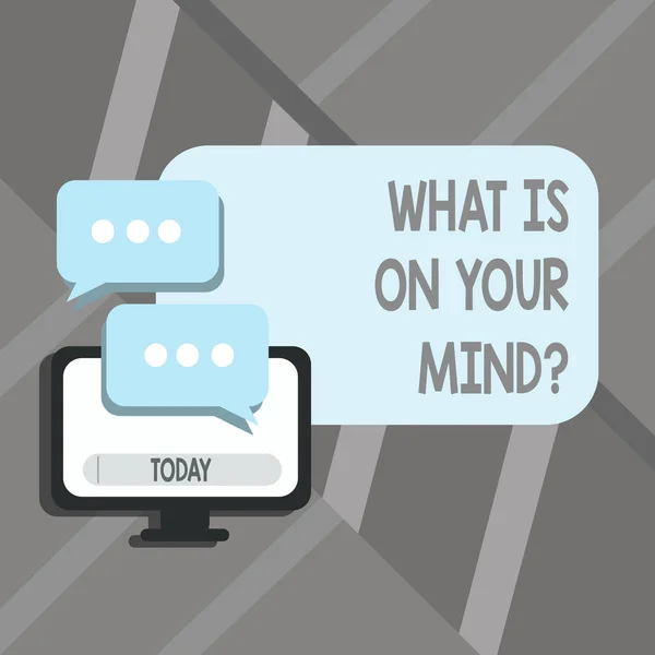 Ordet skriver text Vad är på din Mindquestion. Affärsidé för öppet sinne tänker på intellektuell innovation. — Stockfoto