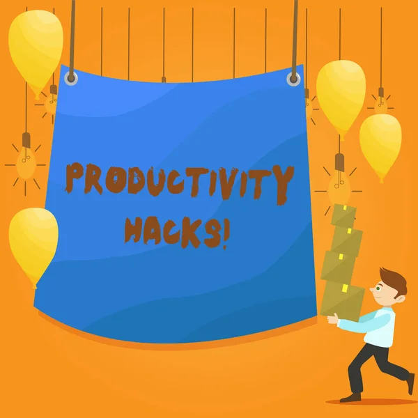 Word writing text Productivity Hacks. Business concept for Hacking Solution Method Tips Efficiency Productivity.