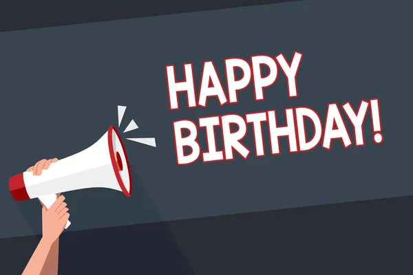 Ordet skriva text Happy Birthday. Affärsidé för Grattis firar jubileum. — Stockfoto