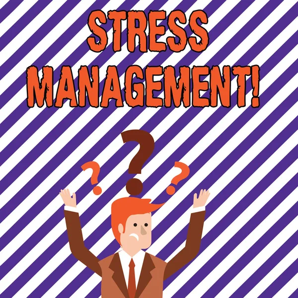 Segno di testo che mostra la gestione dello stress. Foto concettuale Meditazione Terapia Relax Positività Sanità . — Foto Stock