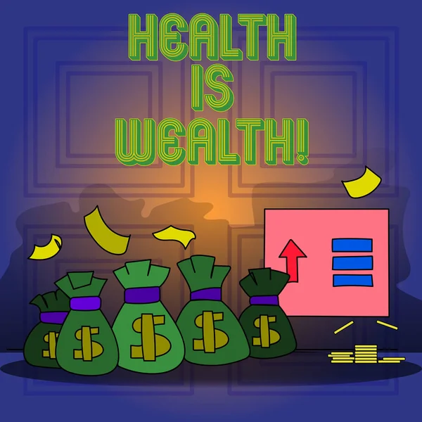 Tulisan tangan untuk Health Is Wealth. Konsep makna berada dalam kondisi yang baik nilai besar tetap sehat makan Sehat . — Stok Foto