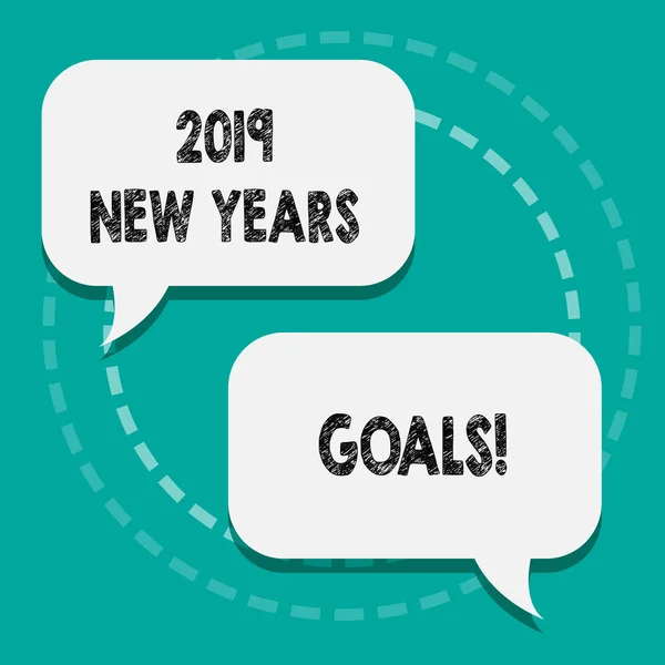 Piśmie Uwaga Wyświetlono nowe cele lata 2019. Biznesowe zdjęcie prezentujący rozdzielczość listę rzeczy, które chcesz osiągnąć. — Zdjęcie stockowe