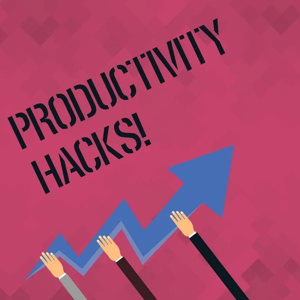 Ordet skriva text produktivitet Hacks. Affärsidé för Hacking lösning metod Tips effektivitet produktivitet. — Stockfoto