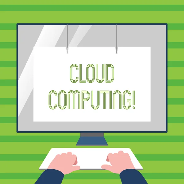 Word tekst intoetsen Cloud Computing. Businessconcept voor Online informatie-opslag virtuele Media Data Server. — Stockfoto