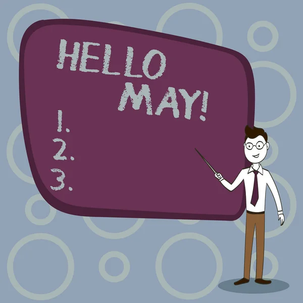 Signo de texto que muestra Hello May. Foto conceptual Comenzando un nuevo mes Abril ha terminado Primavera . — Foto de Stock