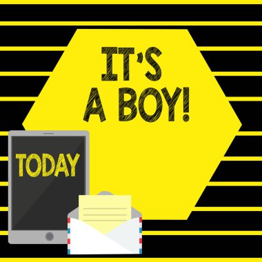 Word metin o S A Boy yazma. İş kavramı erkek bebek geliyor için Cinsiyeti ortaya kutlama.