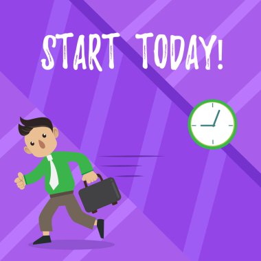 Başlat bugün gösterilen metin işareti. Kavramsal fotoğraf başlatmak başlar sağ şimdi ilham verici motivasyonel ifade.