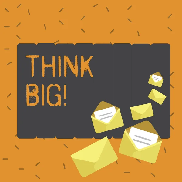 Writing note showing Think Big. Business photo showcasing Have great ideas Dream of something amazing. — Stock Photo, Image