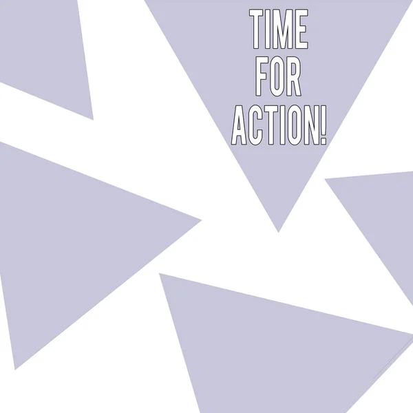 Texto de escrita de palavras Time For Action. Conceito de negócio para Urgência Move Encouragement Challenge Work . — Fotografia de Stock