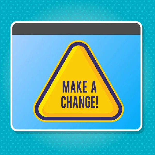 Handgeschreven tekst schrijven Make A Change. Concept, wat betekent dat nieuwe doelen kansen verschillende aanpak. — Stockfoto