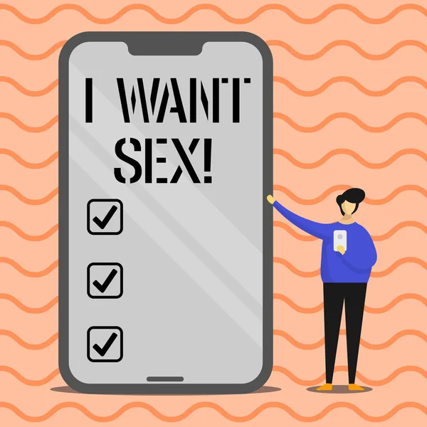 Szöveg írása Word én akar szex. Üzleti koncepció, vágy, szexuális izgalom. — Stock Fotó