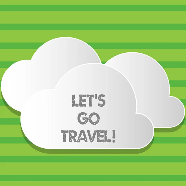 Schrijven van notitie weergegeven: S laat gaan reizen. Zakelijke foto presentatie gaan weg reizen vraagt iemand om te gaan buiten reis. — Stockfoto