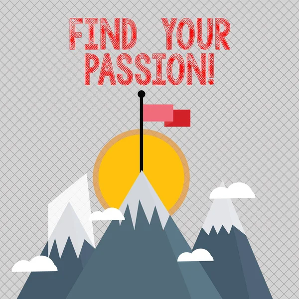 Texto escrito palavra Encontre sua paixão. Conceito de negócio para incentivar mostrando encontrar o seu sonho . — Fotografia de Stock