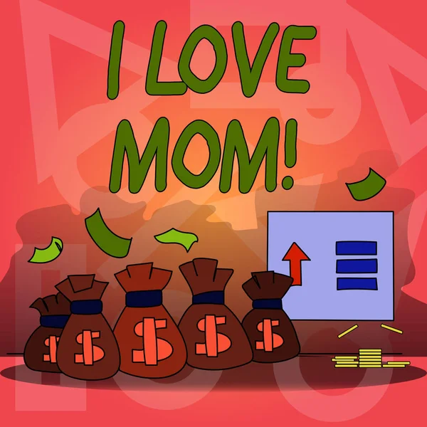 Scrittura concettuale a mano che mostra I Love Mom. Business photo testo Buoni sentimenti per la propria madre tenerezza . — Foto Stock