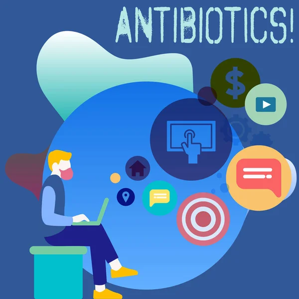 Ecriture conceptuelle montrant les antibiotiques. Photo d'affaires montrant antibactérien désinfectant antibactérien stérilisant aseptique hygiénique . — Photo
