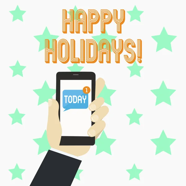 Ordet skriva texten Happy Holidays. Affärsidé för hälsning firar festliga dagar. — Stockfoto