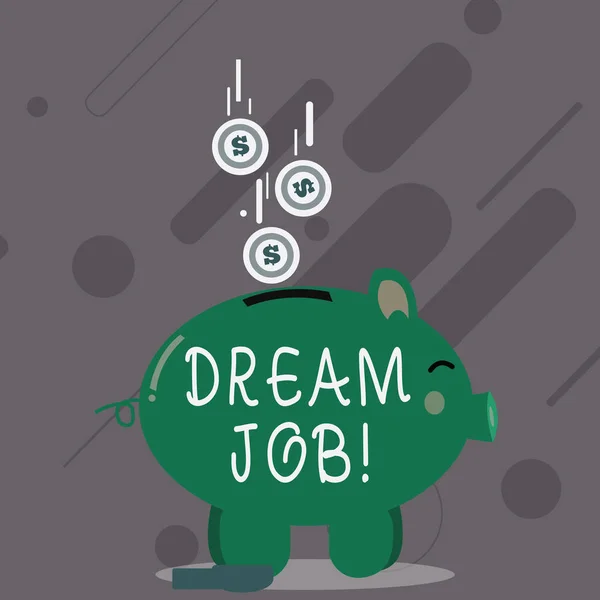 Texto escrito palavra Sonho Job. Conceito de negócio para Para trabalhar no que você gosta Cumprindo atividades . — Fotografia de Stock