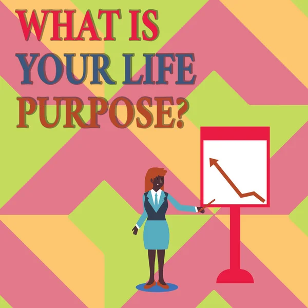 Text sign showing What Is Your Life Purposequestion. Conceptual photo Personal Determination Aims Achieve Goal. — Stock Photo, Image